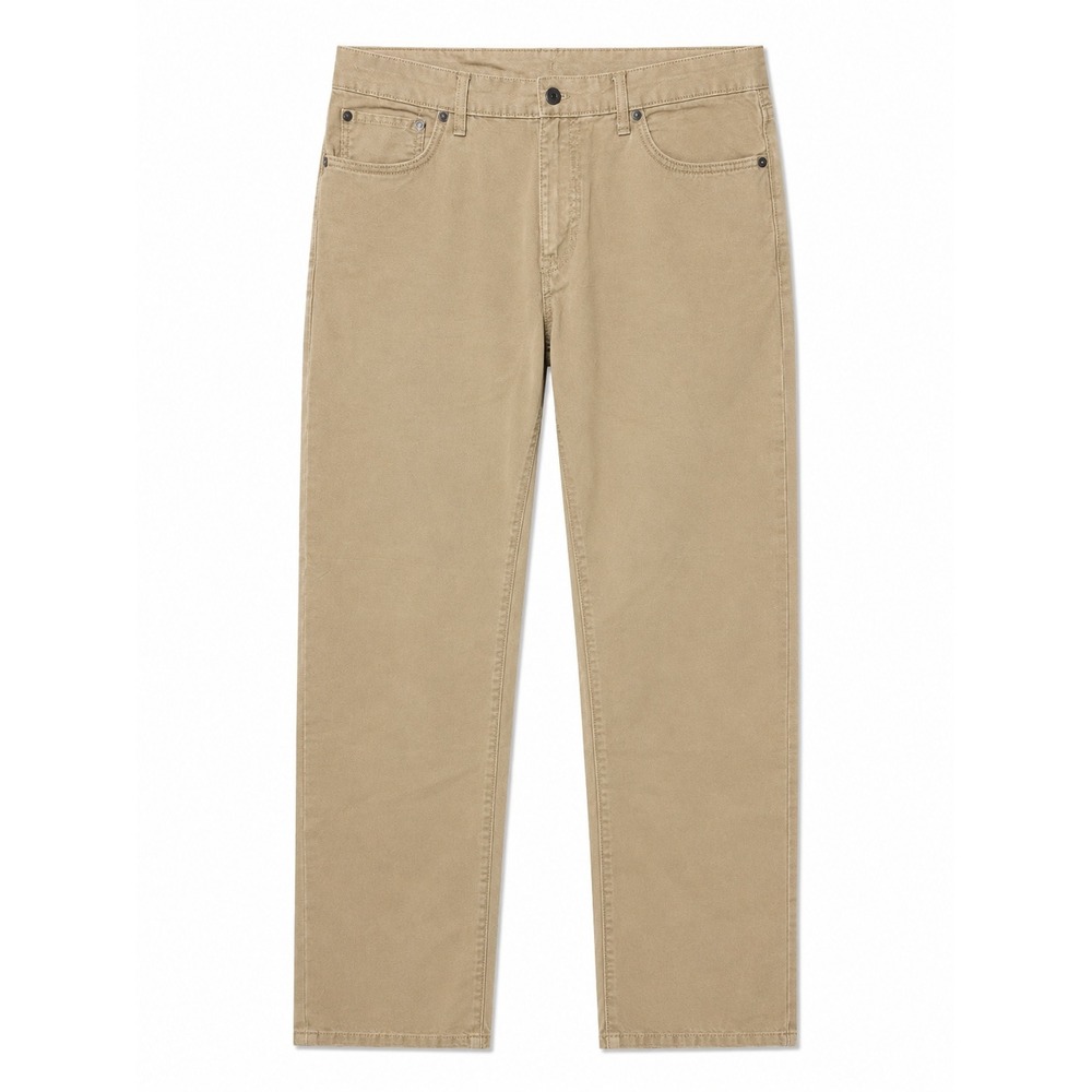 Eddie Bauer Men Straight Fit Khaki Tan Five Pocket Pants 35x32